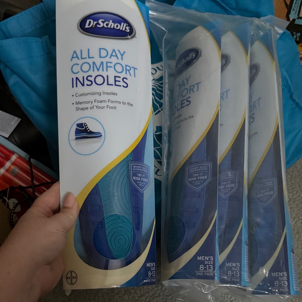 4 Pack of Dr. Scholl's All Day Comfort Blue Insoles for Men